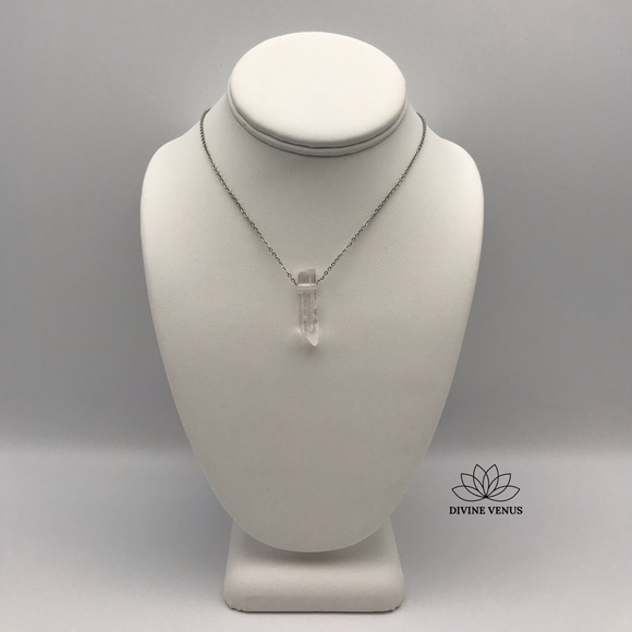 Clear Quartz Necklace • Stainless Steel • Medium - Picture 3 of 7